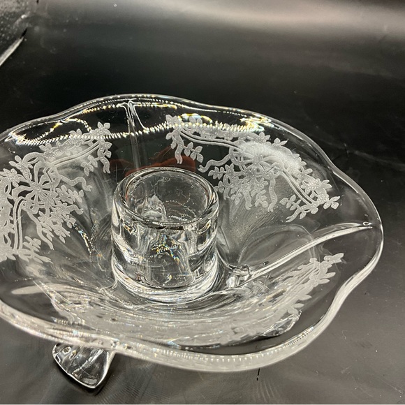 Fostoria June Clear American Glass Console Bowl Pair Candle Stick Holders - Picture 3 of 8